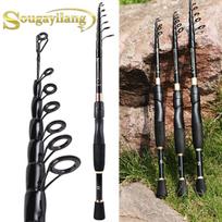 Teleskopinė meškerė 1,8–2,4 M 99 % anglies pluošto spininga meškerė, skirta kelioninėms Bass Pesca meškerėms 1.8 m juoda