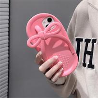 Korėjietiškas mielas 3d Pink Bowknot Flip-Flops telefono dėklas, skirtas iPhone 14 13 12 11 Pro Xs Max X Xr 7 8 Plus silikoninis apsauginis minkštas dangtelis For iPhone 14