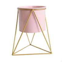Iron Plant Stand Metal Flower Pot Basket Bucket with for Living Room Small white
