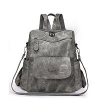 Solid Color Backpack Women's Backpack Large Capacity Travel Schoolbag pilka