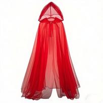 Moteriškas Helloween kostiumas su raišteliais, apsiaustas su gobtuvu, juokingas tinklelio vaiduoklio apsiaustas, Cosplay 1pcs double layer raudona