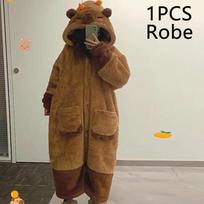 Žiemos kapibaros kostiumo chalatai suaugusiems Kigurumi vienaragio anime naktinukai Helovino animacinių filmukų pižamos naktiniai drabužiai XL