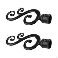 Langų užuolaidų strypo/stulpo galų dangtelio užuolaidų stulpo bėgelio galinės galvutės, tinka 22 mm skersmens strypui, 3 dizainai 1 # black
