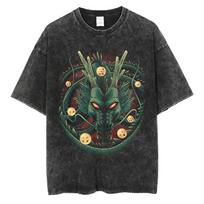 Dragon Ball Super Broly Vintažiniai skalbti Anime spaudinio laisvalaikio marškinėliai | Unisex gatvės aprangos viršus L