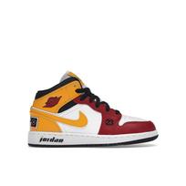 Air Jordan 1 Mid SE GS Motorsport Kids Sneakers White Black University-Gold DJ0336-067 36