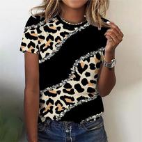 Vintažiniai Leopardo 3D rašto marškinėliai trumpomis rankovėmis, gražūs moteriški drabužiai, moteriški retro seksuali gatvės mada, marškinėliai, Harajuku viršutinis drabužis XXS