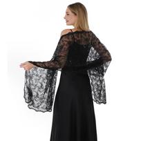 Moteriški 1920-ųjų blizgučiais puošti šalikai-apsiaustai  Elegantiškas  Žvilgantis pelerinas šalikas vakarėliui 60*190cm juoda
