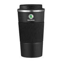 1 vnt. Automobilio termosiniai puodeliai Kavos puodelis Kelioninis nešiojamas izoliuotas buteliukas Skoda Octavia Superb Rapid Kodiaq Karoq Fabia Kamiq Roomster Citigo juoda