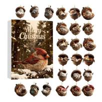 2025 Forest Animal Acorn Ornaments Christmas Advent Calendar Cozy Pinecone Animals Countdown Decoration 2D Acrylic Forest Animal Ornaments for B