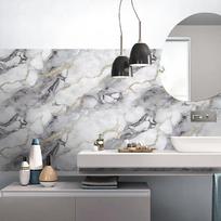 Self-Adhesive Gold Foil Marble Wallpaper Peel & Stick, Waterproof Oil-Proof Kitchen Backsplash Countertop Sticker, 5-Layer PET Wall Decal for Furnitur 0.6*3m