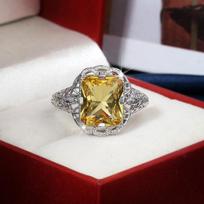 Sidabro 925 natūralaus topazo papuošalų žiedas moterims Vestuvinės juostos Anillos De Anniversary Geltonos Topaz Brangakmenio Anel žiedai 7 geltona