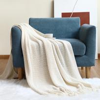 Megztas pledas sofai Minkštas kaimiško stiliaus Boho pledas su kutais Namų dekoracija Lengvi pledai, Pledai lovai/kėdei/sofai 127*176CM（tassels） smėlis