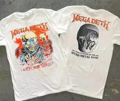 MEGADETH 1988 Marškinėliai I Kill...For Thrill Marškinėliai Vyrams Moterims Vyriški Marškinėliai Juodi Apvalia Kaklo Marškinėliai Grafiniai Trumpomis Rankovėmis Marškinėliai Unisex L gray