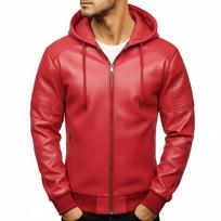 Minkštas Helloween Klasikinis Odinis Striukė Vyriškas Odinis Laisvalaikio Rankų Darbo Raudonas Prigludęs Biker Hoody S raudona
