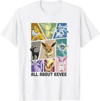 Pokémon Eevee Evoliucijos Jolteon Flareon Umbreon Sylveon Marškinėliai S