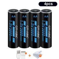 CITYORK 3000 mWh 1,5 V ličio jonų AA įkraunama baterija AA ličio baterija AA 2A ląstelė mikro USB Įkrovimas nuotolinio valdymo pelei 4pcs battery