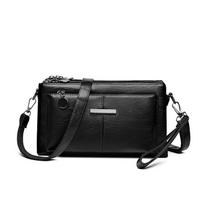 Moteriškas krepšys Minkštos odos mamos krepšys Vidutinio amžiaus Crossbody Bag Rankinė Per petį Daugiasluoksnis krepšys Mobiliojo telefono krepšys juoda