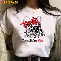 Prancūzų buldogas Bulterjeras Viršutiniai marškinėliai Moteriškas spaudas Japoniškas Kawaii Grunge Balti marškinėliai Viršutiniai marškinėliai Marškinėliai Gatvės drabužiai XL
