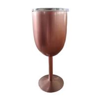 Yousheng 10 oz izoliuotas kokteilių stiklas su dviguba sienele, aukštu pagrindu, dangteliu, termokubilas kokteiliams, vynui, šaltiems gėrimams, nerūdijančio plieno vyno stiklas rožinio aukso spalvos