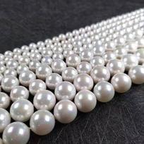 Spalvingi balti kriauklių perlų karoliukai 4-14 mm „pasidaryk pats“ vėriniams ir drabužiams, imituoti palaidi karoliukai. 8mm/approx. 50 beads per strand