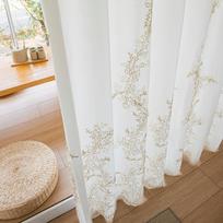 Madingos siuvinėtos voile užuolaidos miegamojo, svetainės langams, gėlėtos permatomos užuolaidos, kaimiško stiliaus 150*270CM beige