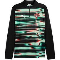 Puma Drycell Portugalija Prieš rungtynes prigludę marškinėliai su apvalia apykakle ilgomis rankovėmis Futbolo marškinėliai Vyriški viršutiniai drabužiai Juodi Žali 779545-18 M blue