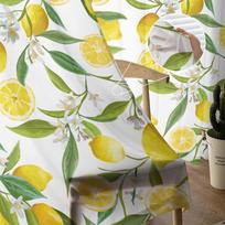 Citrininės permatomos užuolaidos 84 colių ilgio, 1 skydelio rinkinys, Vasaros sodas Vaisiai Citrina ir Lapai Pusiau durų užuolaidos Su kišene karnizui 100x130cm&Fixed Pleat balta