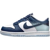 Nike Dunk Low Madingi Patogūs Smūgių Absorbcija Patvarūs Žemi Vaikų Riedlenčių Batai Vaikų Sportbačiai Balti Tamsiai Mėlyni IB7687-100 35.5