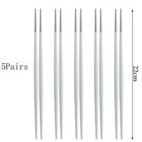 5 poros Japonijos, Korėjos, Kinijos valgymo lazdelių Juodo Aukso Nerūdijančio Plieno Rinkinys Stalo įrankiai Sushi lazdelių Ilgis 22cm Indai sidabras/balta
