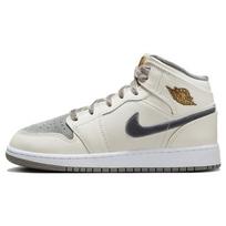 Air Jordan 1 Mid SE GS Metalinis Pilkas Aksominis Pirštas Vaikams Sportbačiai Kremas Baltymas Metalinis-Auksinis FB9899-100 36