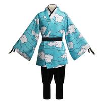 Demon Slayer Kimetsu no Yaiba Kamado Tanjirou Urokodaki Sakonji Anime Cosplay Kostiumas Kimono Žydros spalvos Uniforma L