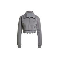 Adidas Originals Sportinis džemperis su nėriniuotu apvadu ir pusiau užtrauktuku Moteriškas Džemperis Pilkas IY9024 S