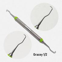 Aukštos kokybės Dental Gracey kiuretės Periodontinis skaleris Nerūdijančio plieno Periodontinės kaulo kiuretės Perio odontologinis instrumentas 1 pc 1-2
