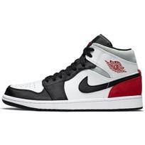 Air Jordan 1 Mid SE Red Black Toe Vyriški sportbačiai Balti Šviesiai dūminiai pilki Gym-Red 852542-100 47.5
