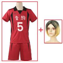 Anime Haikyuu Nekoma vidurinės mokyklos Kenma Kozume Cosplay kostiumas Nr. 5 sportiniai marškinėliai trumpomis rankovėmis Helovino drabužiai L-(Suit+Wig)