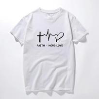 Faith Hope Love Christian marškinėliai Juokingi krikščionybės Dievo dovana marškinėliai Vyrai Moterys Kasdieniai Trumpi XS balta