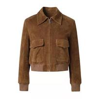 Laisvalaikio Klasikinė Rankų Darbo Ruda Moteriška Tikros Minkštos Natūralios Odos Suede Striukė Biker XS ruda