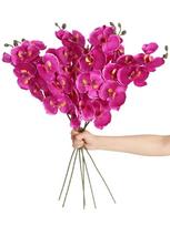 6 vnt netikrų gėlių dirbtinė Phalaenopsis 26,7 colių ilgio stiebo neaustinis audinys Europos fotografijos rekvizitai Valgomojo stalo Vestuvių lauko namų dekoravimas violetinė