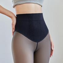 Nepermatomos juodo šilko dirbtinio permatomos aksominės pėdkelnės aukštu liemeniu ir nėriniuota juosmens juosta One Size (80-130 kg)