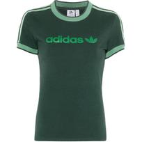 Adidas Originals Logotipas Trys Juostelės Apvalus Kaklas Raidės Trumpomis Rankovėmis Marškinėliai Moteriški Marškinėliai Šviesiai Žalia JJ1504 M black