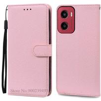 E15 dėklas Motorola E15 dėklui Piniginė Odinis atverčiamas dangtelis Moto E15 telefono dėklui Atsparus smūgiams knygos tipo dangtelis Coque Fundas Capa For Moto E15 rožinė