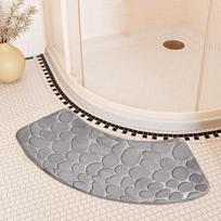 2/1pcs Bathroom Mat Curve Foot Mat Pebble Emboss Carpet Curved Bath Mat Non-slip Absorbent Bathroom Floor Toilet Mat Curved Shower Mat 40cmx100cm pilka