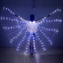 Vaikams skirti šviečiantys LED drugelio sparnai pilvo šokių pasirodymams. 110CM (without stick) balta šviesos spalva