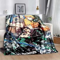 Anime Demon Slayer Kimetsu no Yaiba vilnos pledas Nezuko Kamado Tanjiro Kamado Minkšta patalynė Pledas ant lovos Šildanti antklodė sofai#(1) 75X95CM pilka spalva