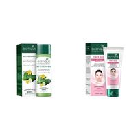 Geriausias Indijos rinkinys Biotique Bio Agurkų poras sutraukiantis tonikas, 120 ml ir Biotique Bio White pažangus veido prausiklis šviesinimui, 150 ml Toner+ Whitening Cream