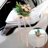 4 vnt. Dirbtinių gėlių dekoracija Lauko automobilio veidrodžio durų Romantiškas gėlių vestuvių dekoras Juostelė Dirbtinių gėlių dekoravimo reikmenys