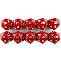 10 vnt. 20 sienų kauliukų DND žaidimo kauliukai Nepermatomos spalvos D20 kauliukai DND RPG žaidimui Stalo žaidimo priedai raudona