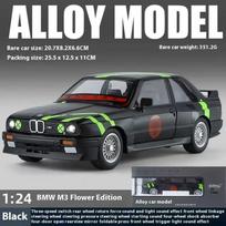 Nauja 1:24 BMW M3 lydinio lieto metalo automobilio modelis, garsas ir šviesa, vidaus kolekcija, hobio dekoracija, retro imitacijos automobilio modelis, madingi papuošalai, berniukų dovanų žaislas juoda