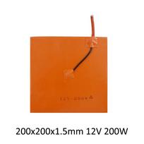 Silikoninis šildomas stalas, šildymo padėklas, vandeniui atsparus, 200 mm 300 mm 12 V 24 V 220 V, skirtas Ender3 CR10 karštam stalui, 200/350/500/600 W 3D spausdintuvo dalis 200x200 12V 200W