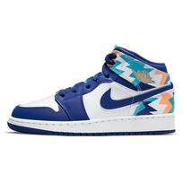 Air Jordan 1 Mid GS Geometrinis Raštas Vaikams Sportbačiai Mėlyni Balti Concord 555112-105 37.5